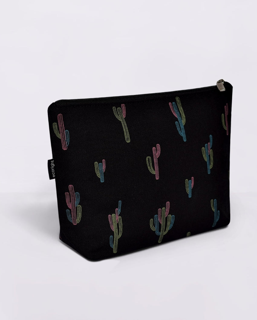 Rear Leaf & Cactiverse Multicolor Cosmetic Hand Pouches Combo | Set of 2 | 9 x 7 x 3 inches