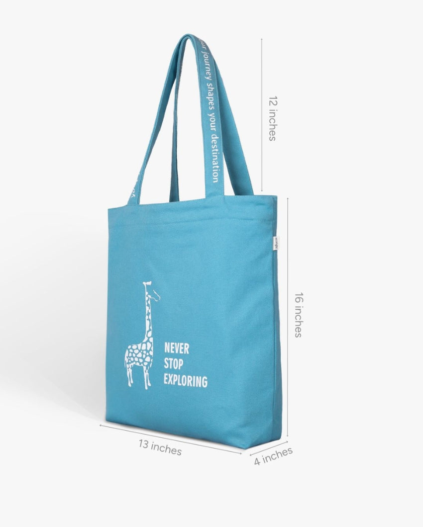 Never Stop Exploring Organic Premium Tote Bag | 13 x 4 x 16 inches