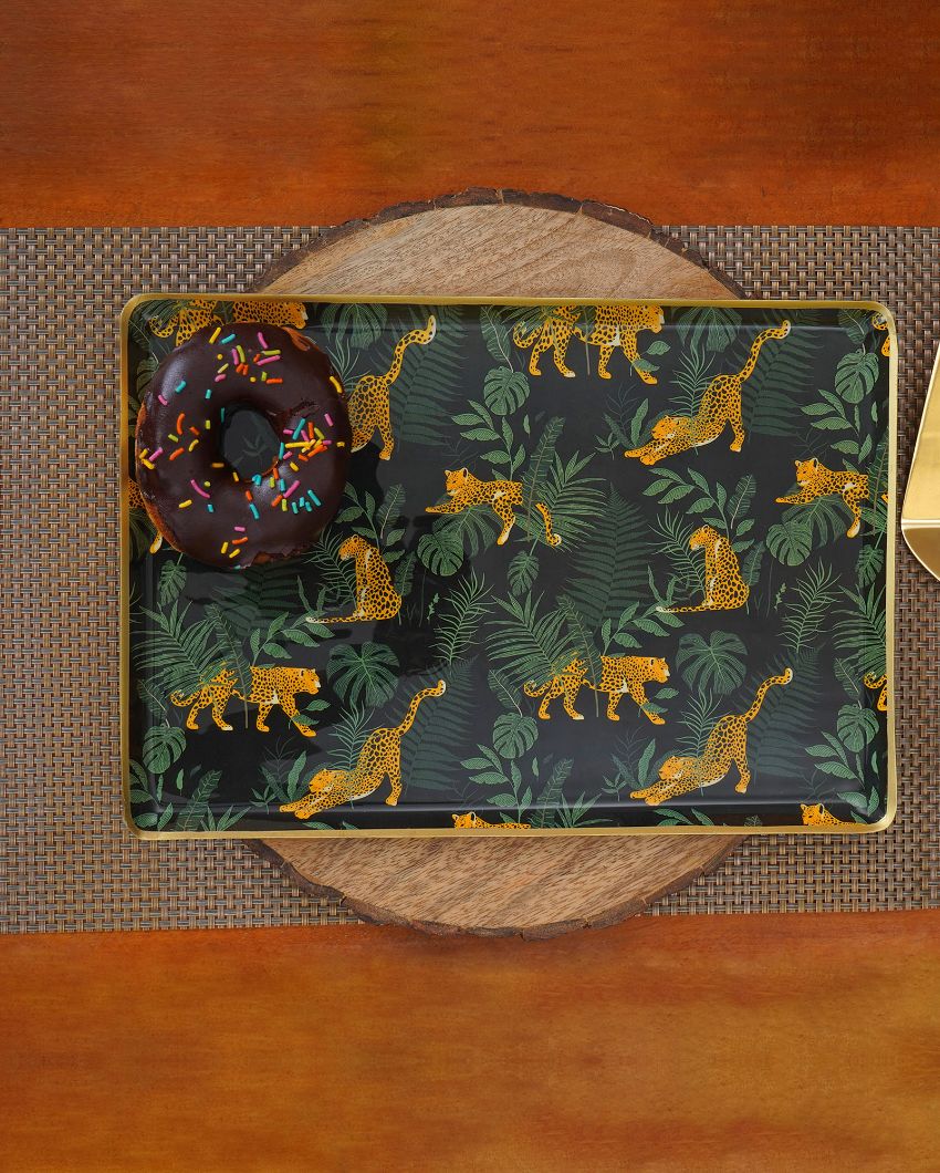 Jungle Print Rectangle Metal Tray | 12 x 8 inches