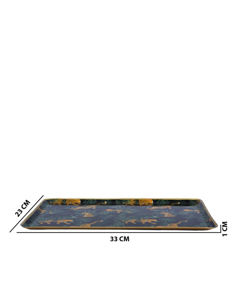 Jungle Print Rectangle Metal Tray | 12 x 8 inches