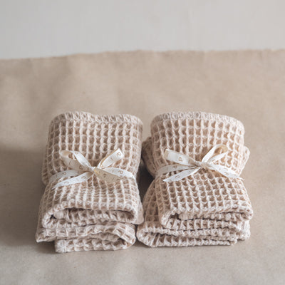 Distinct Pique Waffle Weave Face Towels | Set of 4 | 12 x 12 inches