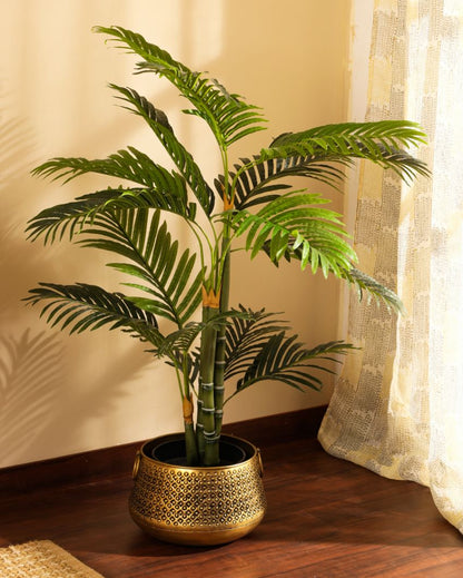 Stylish Artificial Areca Palm Plant with Black Pot