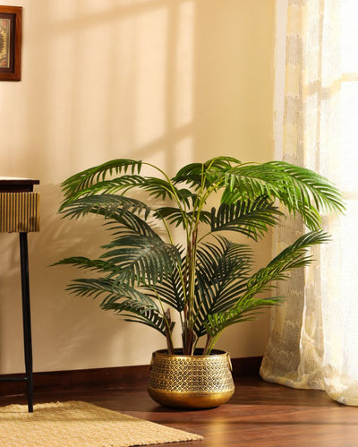 Naturalistic Artificial Areca Palm Plant with Black Pot | 4 Feet