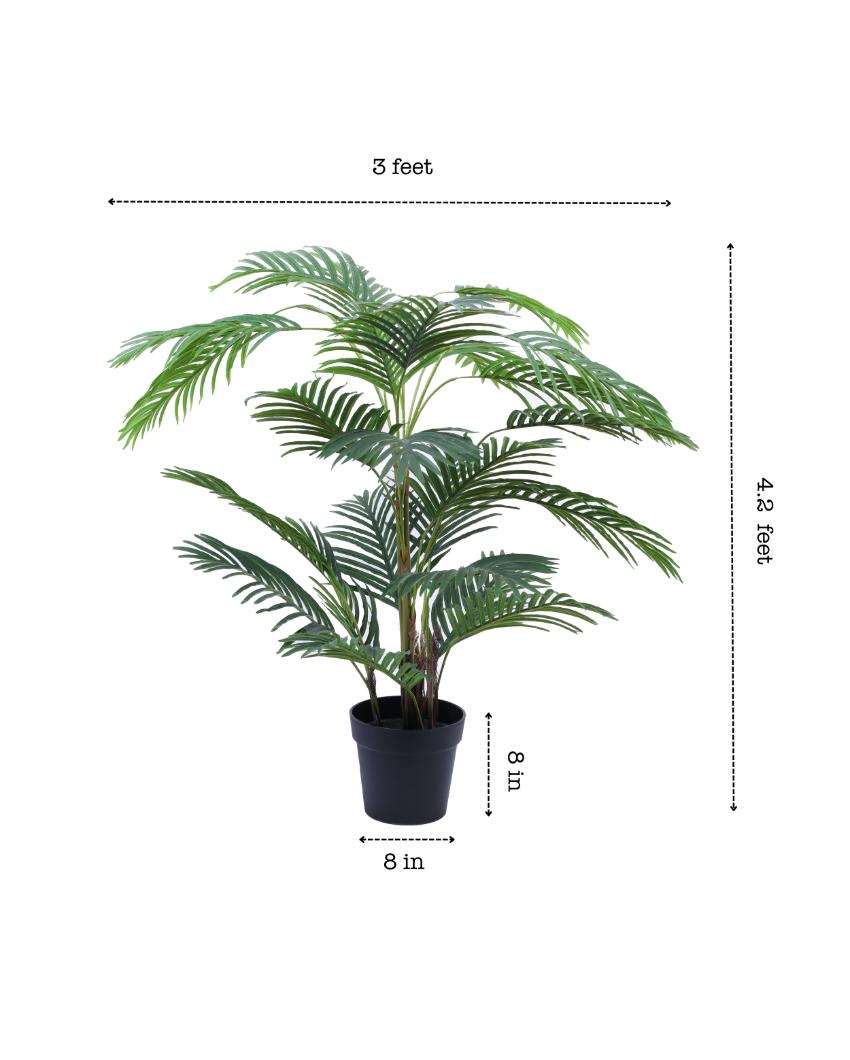 Naturalistic Artificial Areca Palm Plant with Black Pot | 4 Feet