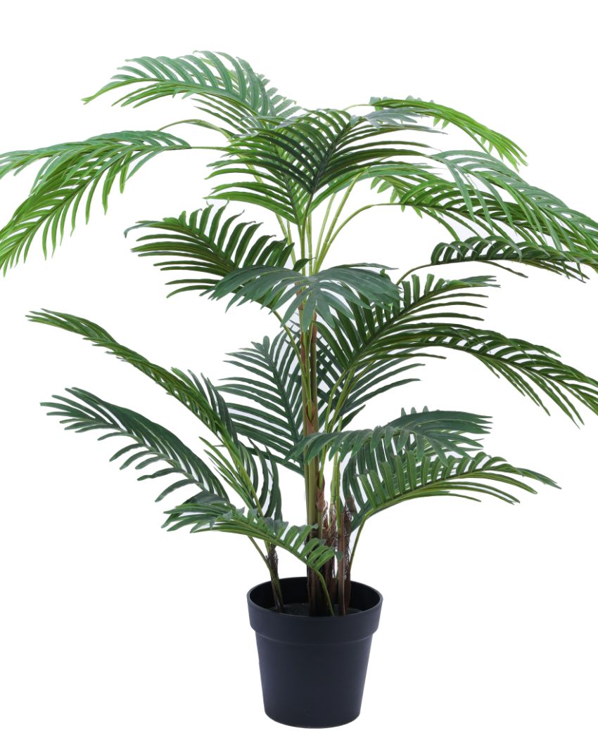 Naturalistic Artificial Areca Palm Plant with Black Pot | 4 Feet