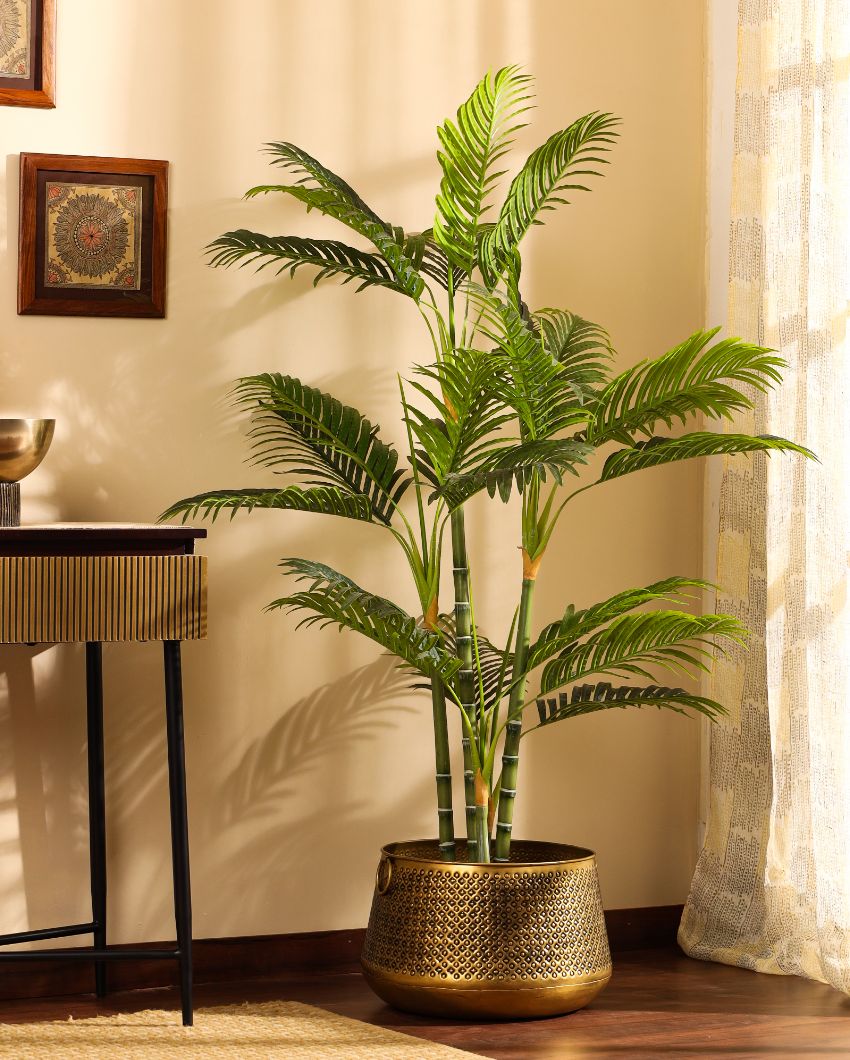 Stylish Artificial Areca Palm Plant with Black Pot