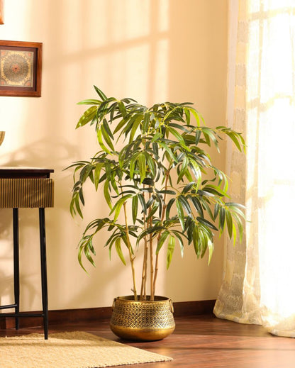 Premium Artificial Bamboo Plant with Black Pot | 4 Feet