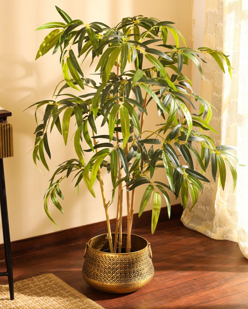 Premium Artificial Bamboo Plant with Black Pot | 4 Feet