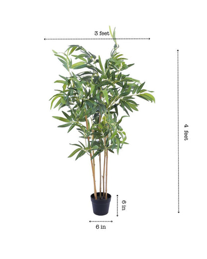 Premium Artificial Bamboo Plant with Black Pot | 4 Feet