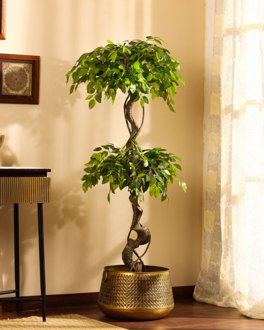 Sophisticated Artificial Ficus Bonsai with Black Pot