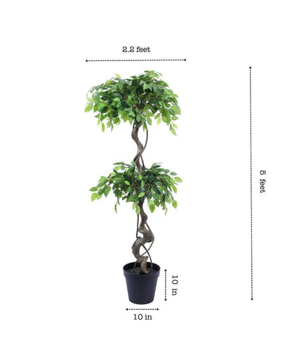 Sophisticated Artificial Ficus Bonsai with Black Pot