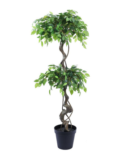 Sophisticated Artificial Ficus Bonsai with Black Pot