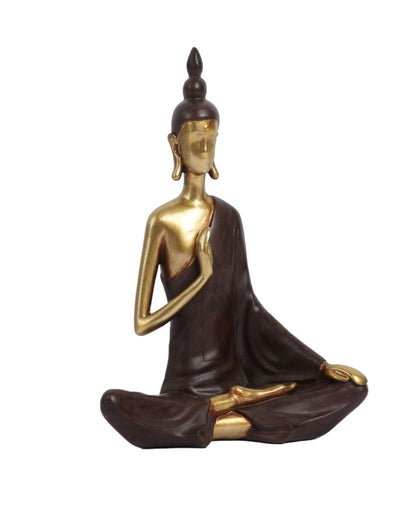 Golden Resin Serene Buddha Figurine | 3 x 6 x 7 inches