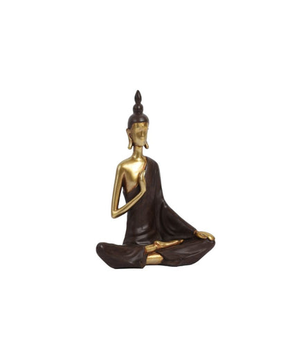 Golden Resin Serene Buddha Figurine | 3 x 6 x 7 inches