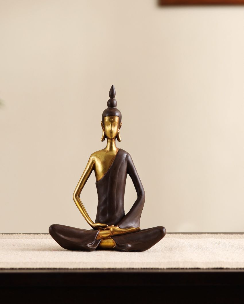 Golden Brown Meditating Buddha Showpiece | 3 x 6 x 7 inches