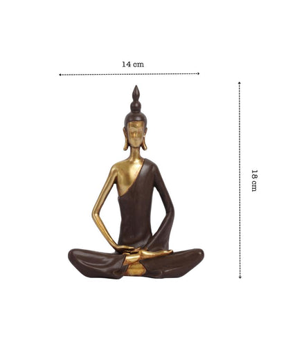 Golden Brown Meditating Buddha Showpiece | 3 x 6 x 7 inches