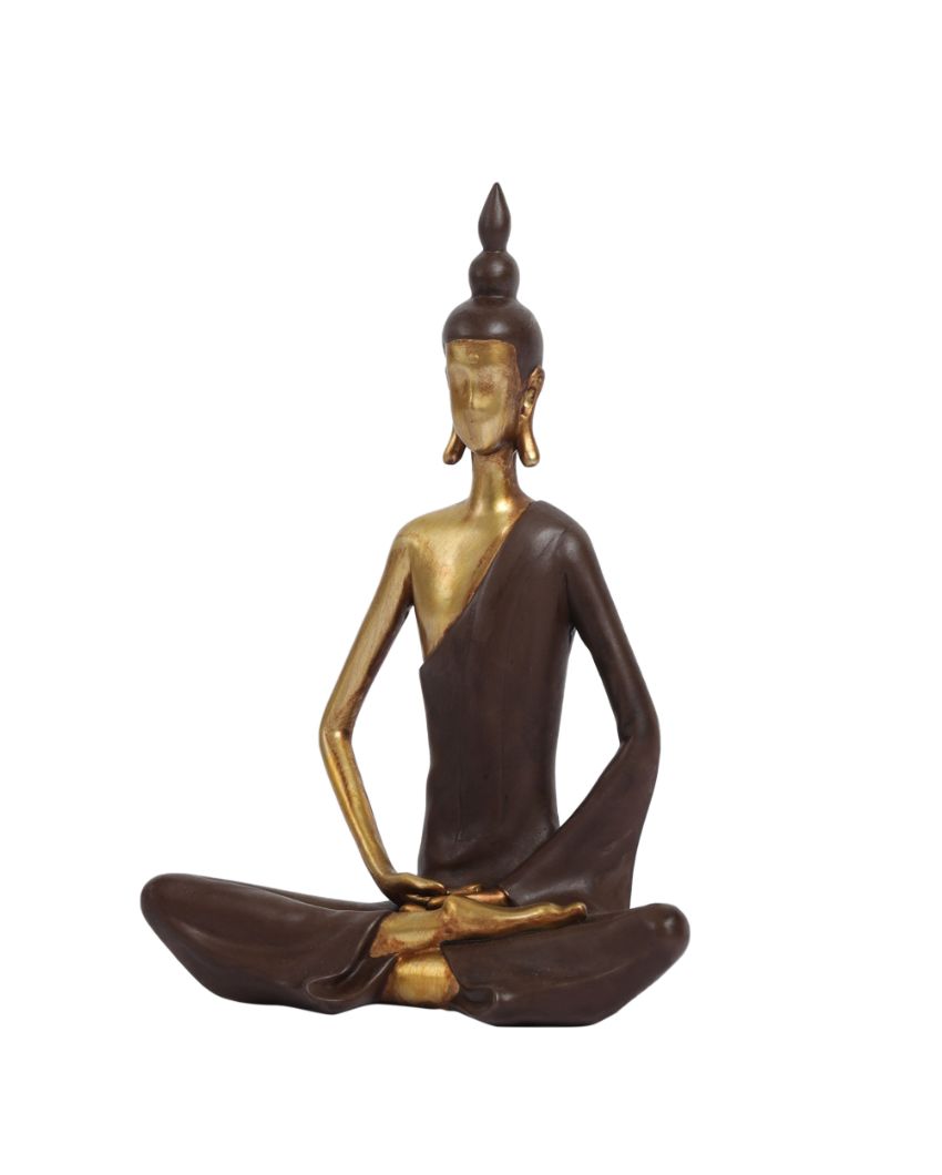 Golden Brown Meditating Buddha Showpiece | 3 x 6 x 7 inches