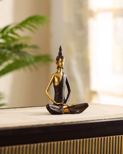 Golden Brown Meditating Buddha Showpiece | 3 x 6 x 7 inches