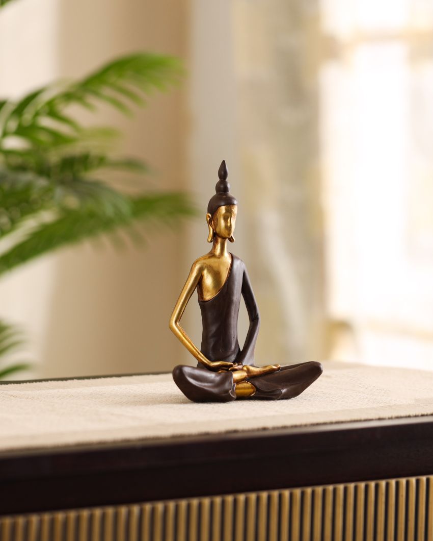 Golden Brown Meditating Buddha Showpiece | 3 x 6 x 7 inches