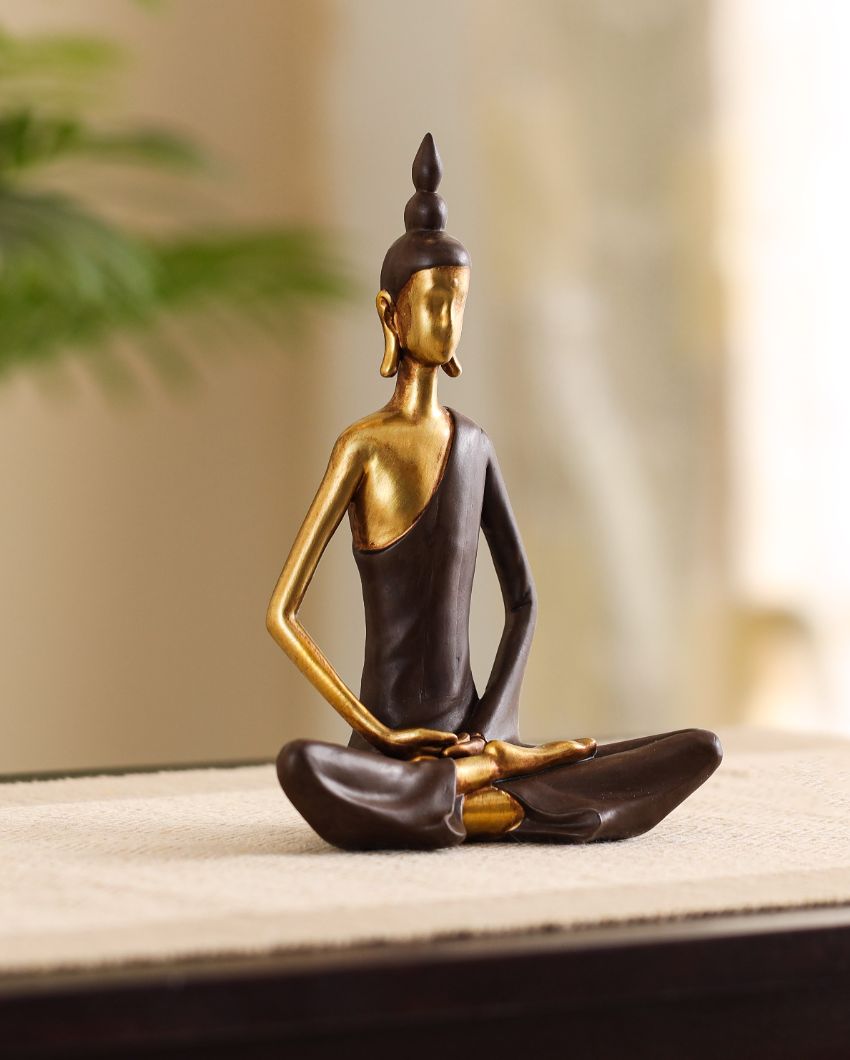 Golden Brown Meditating Buddha Showpiece | 3 x 6 x 7 inches