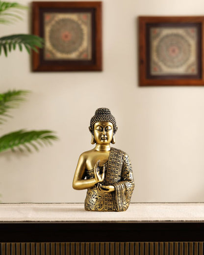 Tranquil Resin Serene Buddha Statue | 4 x 6 x 9 inches