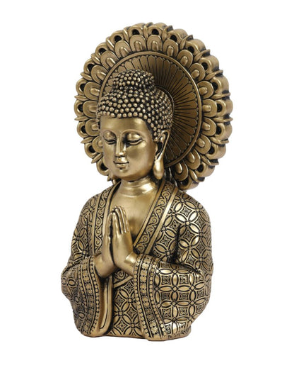 Antique Resin Meditating Buddha Statue | 4 x 6 x 9 inches