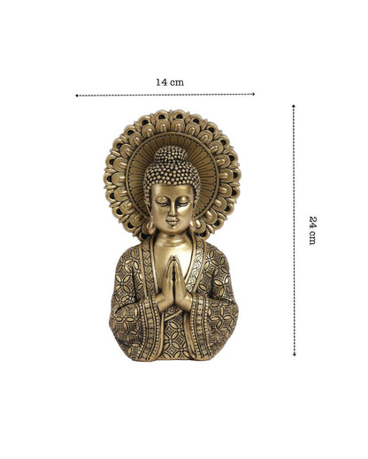 Antique Resin Meditating Buddha Statue | 4 x 6 x 9 inches