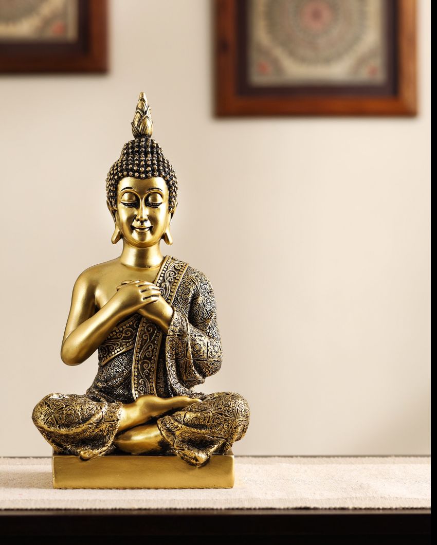 Joyful Sitting Buddha Figurine | 5 x 7 x 12 inches