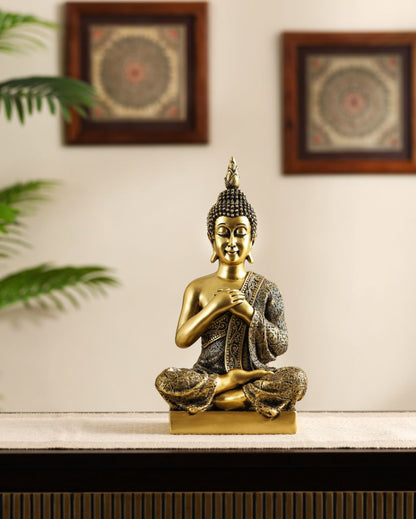 Joyful Sitting Buddha Figurine | 5 x 7 x 12 inches