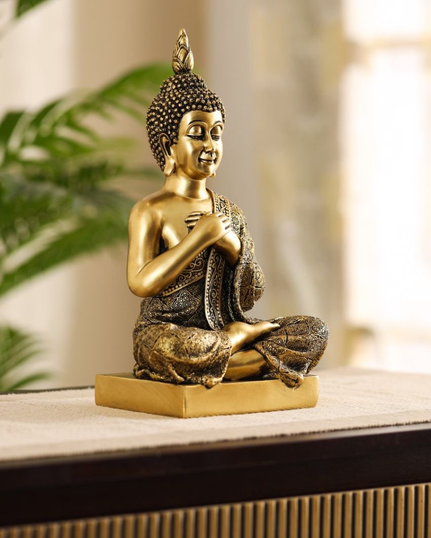 Joyful Sitting Buddha Figurine | 5 x 7 x 12 inches