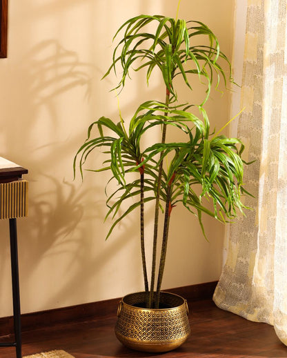 Contemporary Artificial Dracaena Plant with Black Pot