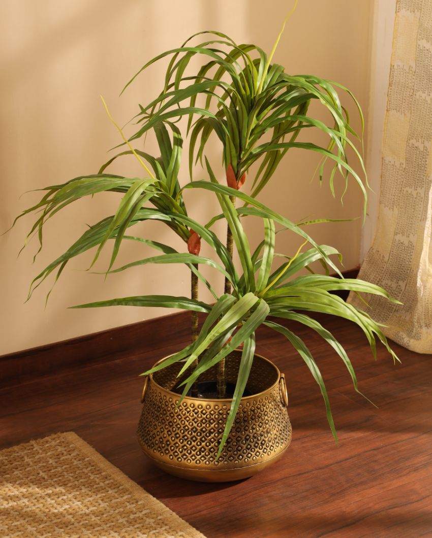 Contemporary Artificial Dracaena Plant with Black Pot