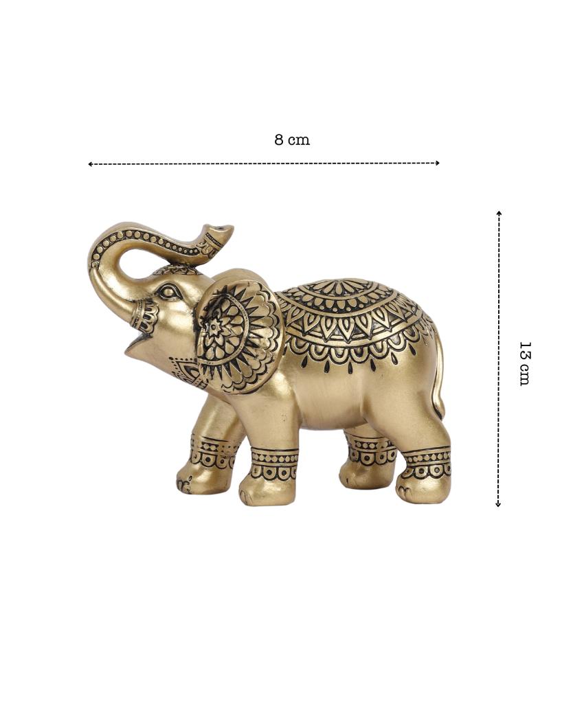 Chic Ornate Resin Elephant Figurines | Set of 2 | 2 x 3 x 5 inches