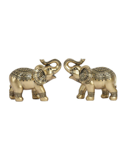 Chic Ornate Resin Elephant Figurines | Set of 2 | 2 x 3 x 5 inches