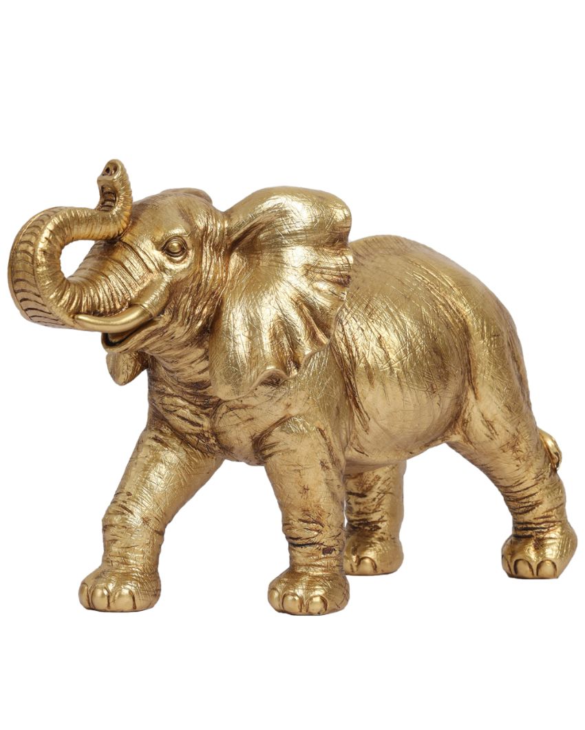 Captivating Golden Elephant Figurine | 4 x 7 x 12 inches