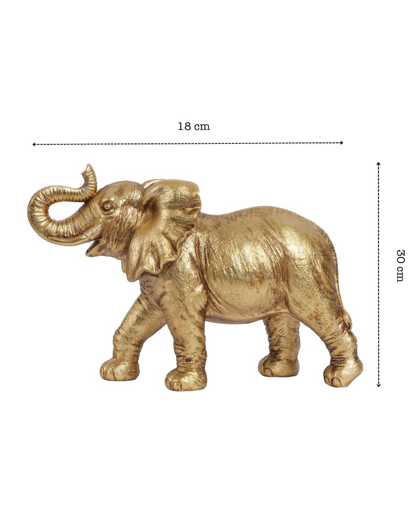 Captivating Golden Elephant Figurine | 4 x 7 x 12 inches