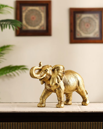 Captivating Golden Elephant Figurine | 4 x 7 x 12 inches