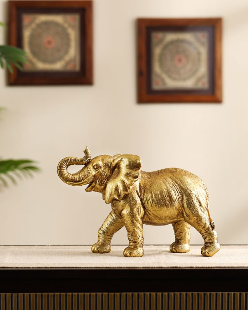 Captivating Golden Elephant Figurine | 4 x 7 x 12 inches