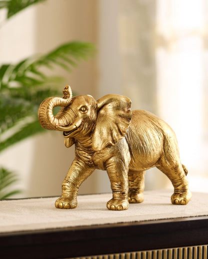 Captivating Golden Elephant Figurine | 4 x 7 x 12 inches