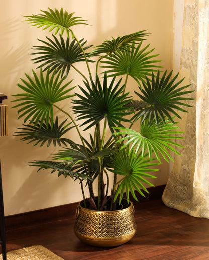 Minimalist Artificial Fan Palm with Black Pot | 4 Feet