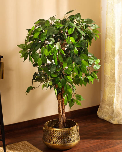 Refined Artificial Ficus Plant with Black Pot