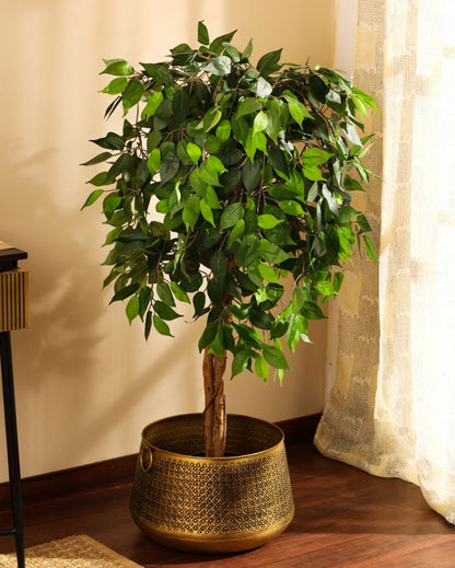 Refined Artificial Ficus Plant with Black Pot