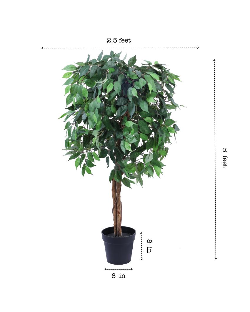 Refined Artificial Ficus Plant with Black Pot