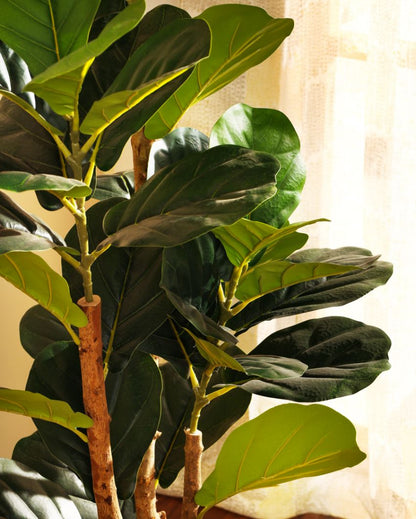 Effortless Artificial Fiddle Leaf Fig Plant with Black Pot | 4 Feet