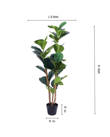 Effortless Artificial Fiddle Leaf Fig Plant with Black Pot | 4 Feet