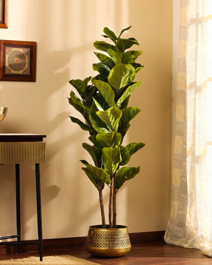 Chic Artificial Fiddle Leaf Fig Plant with Black Pot | 5 Feet