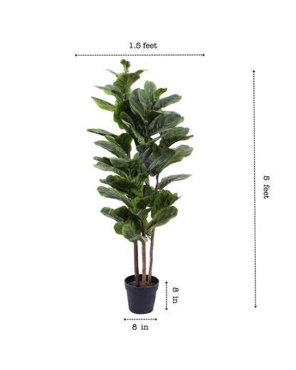 Chic Artificial Fiddle Leaf Fig Plant with Black Pot | 5 Feet