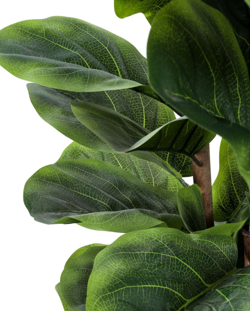 Chic Artificial Fiddle Leaf Fig Plant with Black Pot | 5 Feet