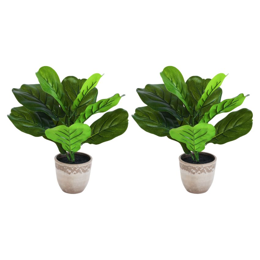 Artificial Potted Fiddle Leaf Fig Plants Set | Set of 2