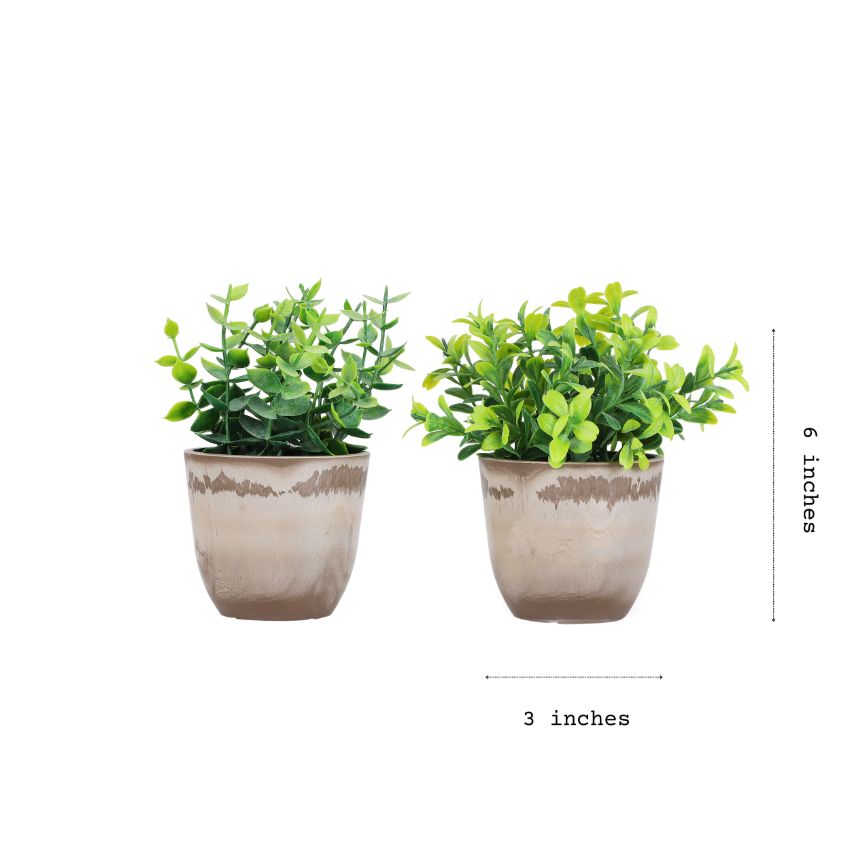 Artificial Green Potted Plants Set | Set of 2